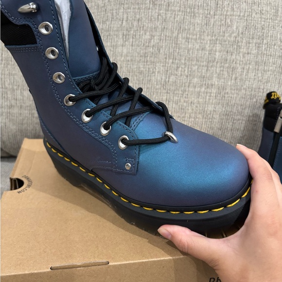 Dr. Martens Blue Iridescent Leather Women's Boots - Picture 5 of 8